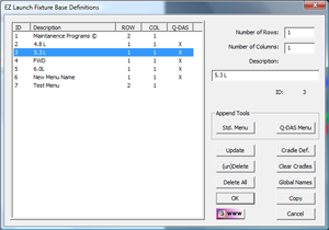 Menu for Fixture Definitions