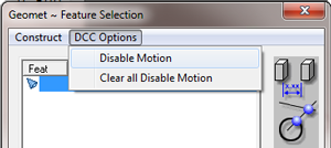 Disabled motion in Feature Selection Tool
